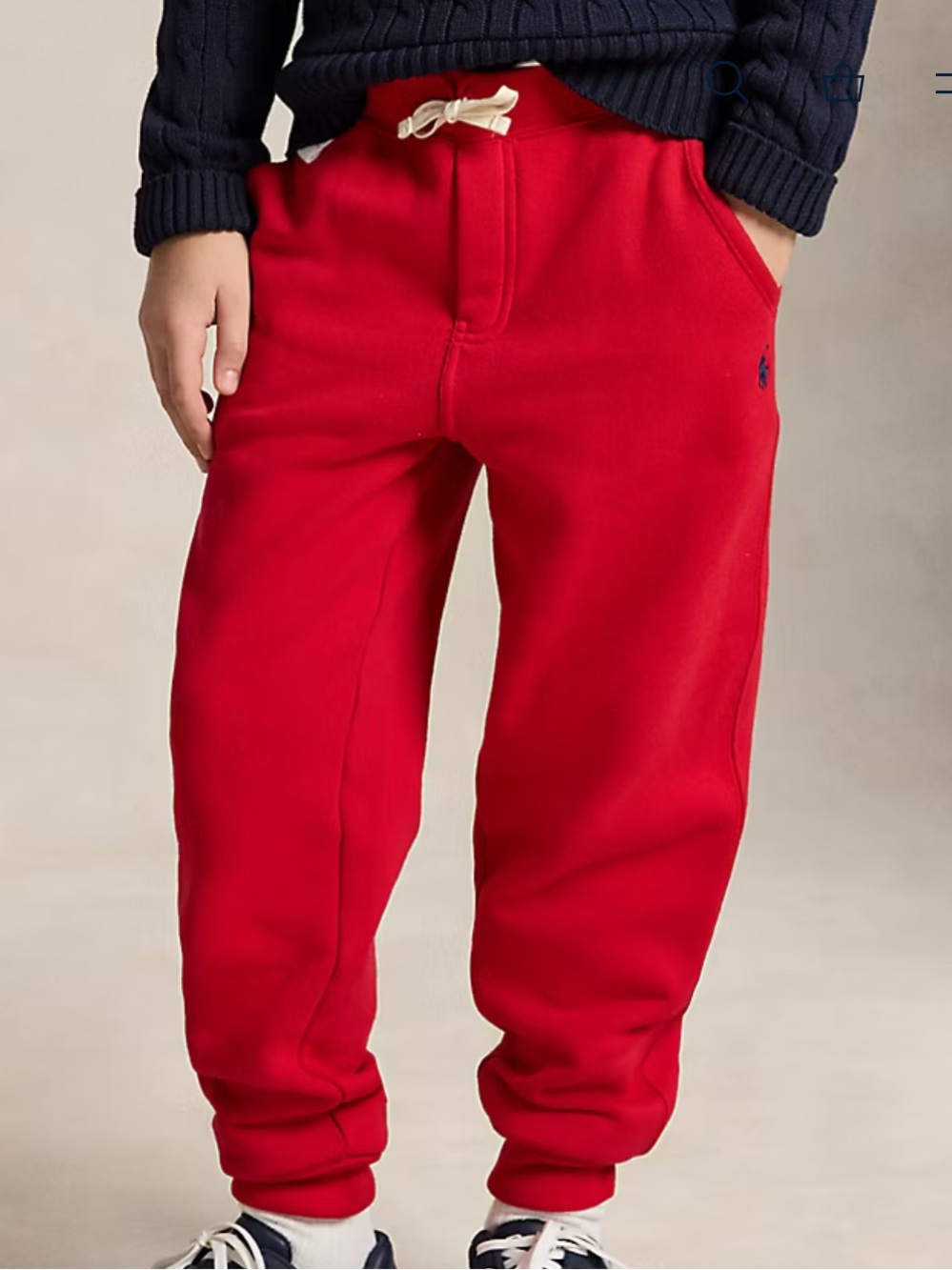 Authentic Polo by Ralph Lauren Red Jogger Sweatpants with Navy Pony Medium 10-12